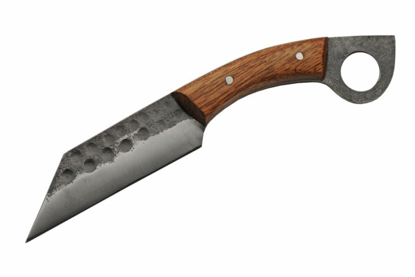 Ring Seax Carbon Steel Blade | Wooden Handle 9 inch Edc Hunting Knife