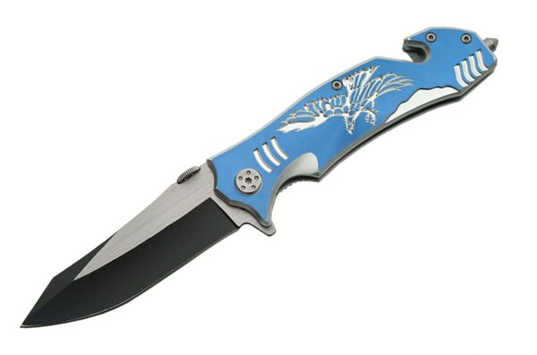 4.5" BLUE & GREY EAGLE RESCUE KNIFE