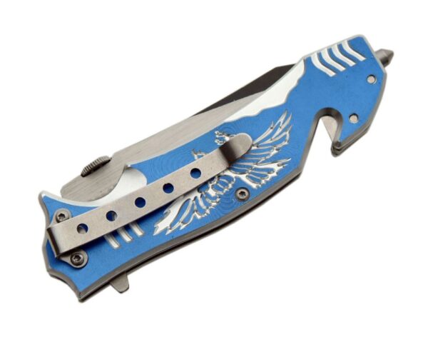 4.5" BLUE & GREY EAGLE RESCUE KNIFE
