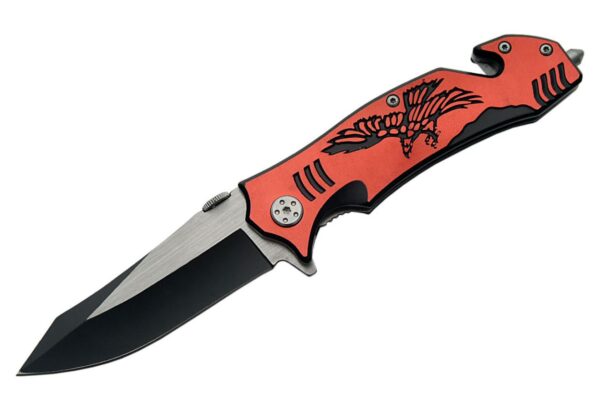 4.5" RED & BLACK EAGLE RESCUE KNIFE