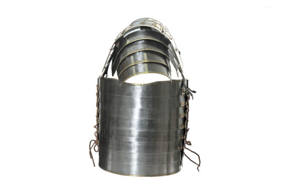 Medieval Roman Lorica Carbon Steel 18 Guage Brass Trimmed Segmentata Armor With Leather Straps