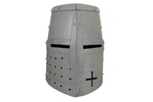 Medieval Knight Crusader Silver Finish 18 Guage Carbon Steel Helmet