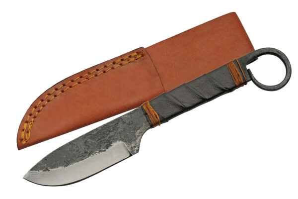 Ball Nose Carbon Steel Blade | Leather Wrapped Handle 9 inch Edc Hunting Knife