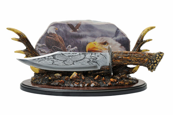 Eagle Stainless Steel Blade | Stag Handle 11.50 inch Decorative Knife With Resin Antler Stand