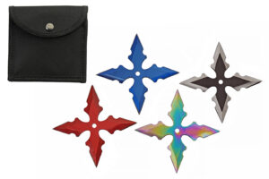 Multicolor Stainless Steel 3.75 inch | 4 piece Throwing Star Set