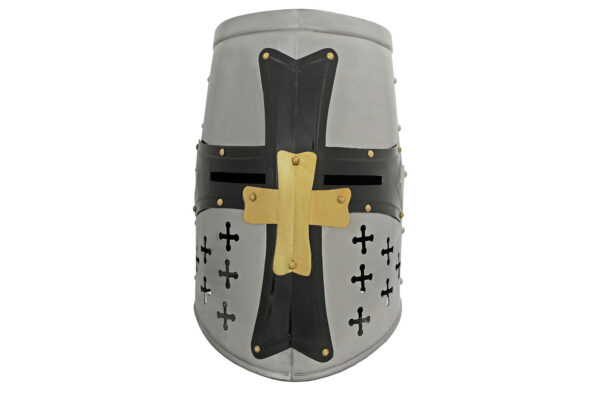 Medieval Templar Brass Crusader 18 Guage Carbon Steel Helmet