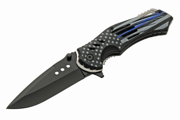 Police Flag Stainless Steel Blade | Abs Handle 4.75 inch Edc Pocket Folding Knife
