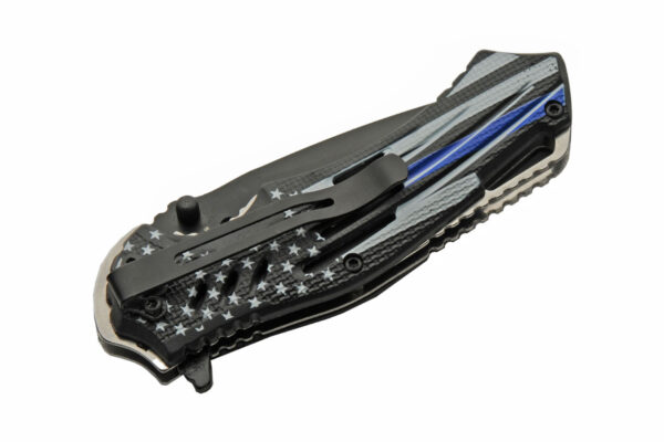 Police Flag Stainless Steel Blade | Abs Handle 4.75 inch Edc Pocket Folding Knife