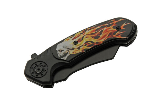 Flaming Skull Stainless Steel Blade | Abs Handle 4.75 inch Edc Pocket Folding Knife
