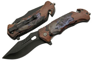 Howling Wolf Stainless Steel Blade | Abs Handle 4.75 inch Edc Pocket Folding Knife