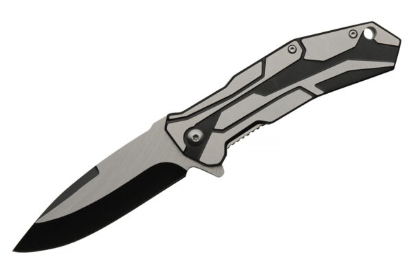 Raider Black Titanium Finish Stainless Steel Blade | Steel Handle 8 inch Pocket Folding EDC Knife