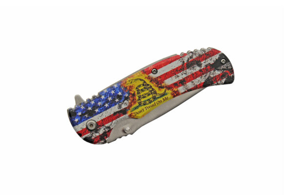 Dont Tread On My Flag Stainless Steel Blade | US Flag Metal Handle 4.5 inch Edc Pocket Folder