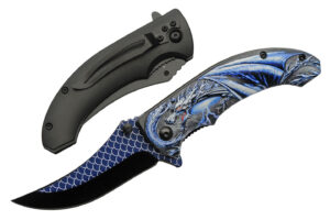 Blue Dragonscale Stainless Steel Blade | Abs Handle 4.5 inch Edc Folding Knife