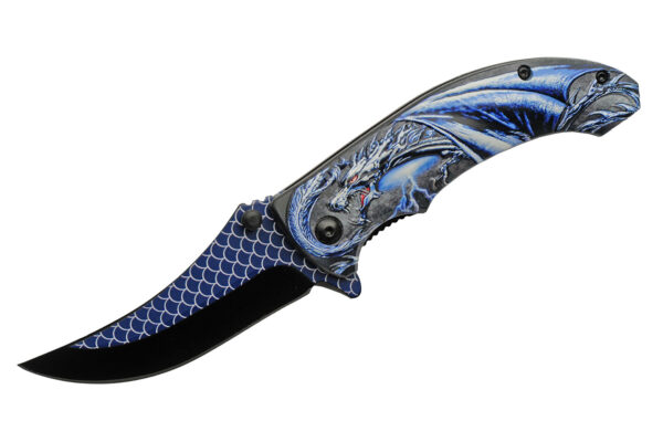 Blue Dragonscale Stainless Steel Blade | Abs Handle 4.5 inch Edc Folding Knife