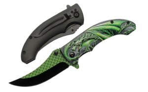 Green Dragonscale Stainless Steel Blade | Abs Handle 4.5 inch Edc Folding Knife