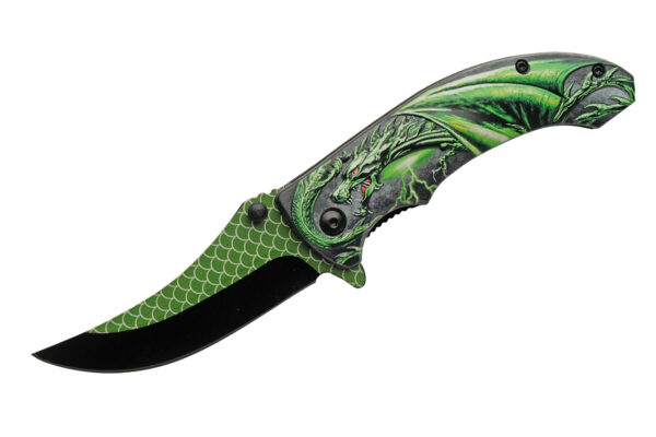 Green Dragonscale Stainless Steel Blade | Abs Handle 4.5 inch Edc Folding Knife