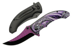 Purple Dragonscale Stainless Steel Blade | Abs Handle 4.5 inch Edc Folding Knife