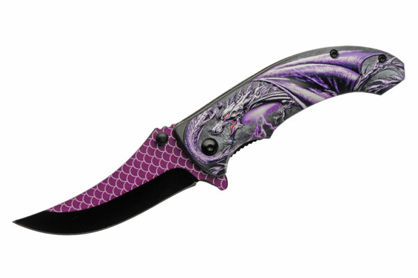 Purple Dragonscale Stainless Steel Blade | Abs Handle 4.5 inch Edc Folding Knife