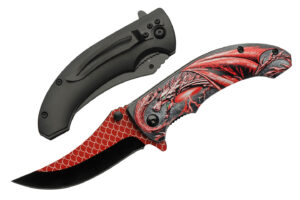 Red Dragonscale Stainless Steel Blade | Abs Handle 4.5 inch Edc Folding Knife
