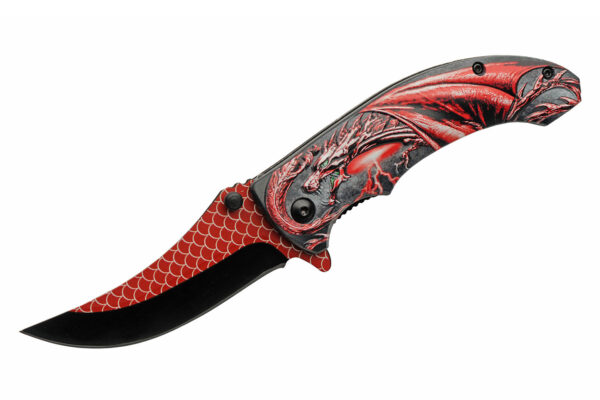 Red Dragonscale Stainless Steel Blade | Abs Handle 4.5 inch Edc Folding Knife