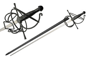 Medieval Black Sea Stainless Steel Leather Wrapped Handle 43.25 inch Rapier Sword