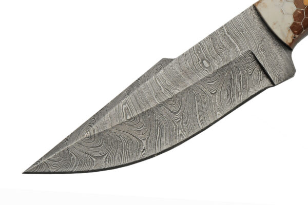 Texas Rattler Damascus Steel Blade | Acrylic Handle 9.75 inch Edc Hunting Knife