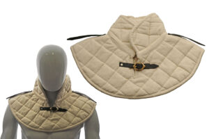 Medieval Cotton Armor Padded Collar Garment With Leather Strap Brass Buckle