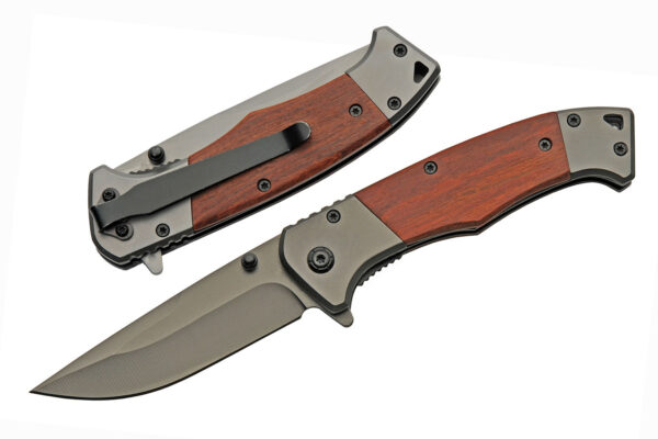 Sleek Engravable Titanium Stainless Steel Blade | Natural Wood Handle 4.5 inch Edc Folding Knife