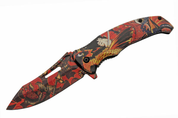 Dragon Koi Stainless Steel Blade | ABS Handle 8.5 inch EDC Pocket Folding Knife…