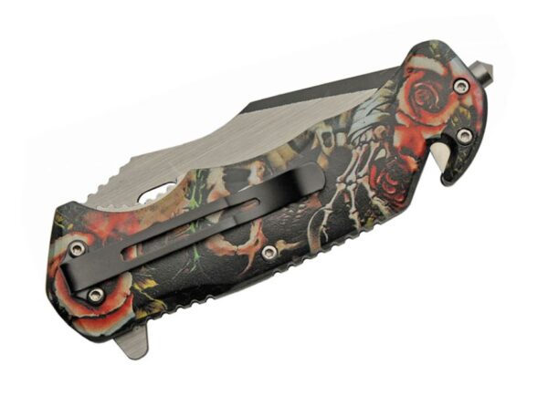 Rose Skull Stainless Steel Blade | Abs Handle 4.5 inch Edc Folding Knife