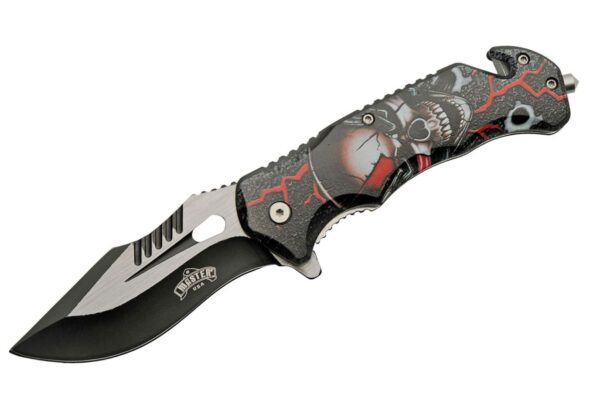 Raging Skull Stainless Steel Blade | Abs Handle 4.5 inch Edc Folding Knife