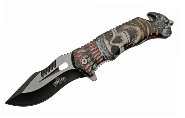 Beaded Skull Stainless Steel Blade | Abs Handle 4.5 inch Edc Folding Knife