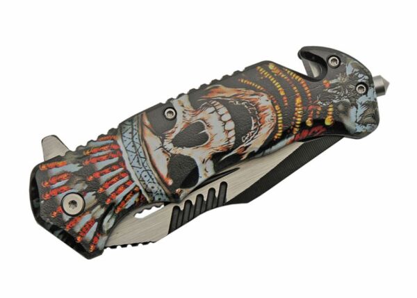 Beaded Skull Stainless Steel Blade | Abs Handle 4.5 inch Edc Folding Knife