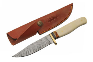 Autumn Damascus Steel Blade | Bone Handle 9 inch Edc Outdoor Hunting Knife