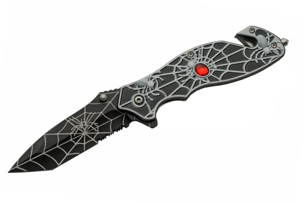 Spiderweb Black Stainless Steel Blade | Abs Handle 8 inch Edc Pocket Folding Knife