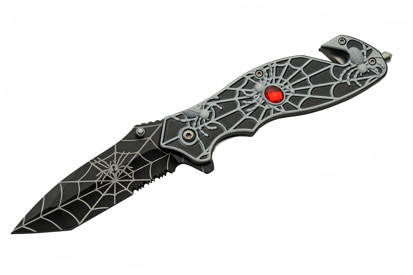 8” Black Spiderweb Folding Knife Stainless Steel Blade 8” Black Spiderweb Folding Knife Stainless Steel Blade
