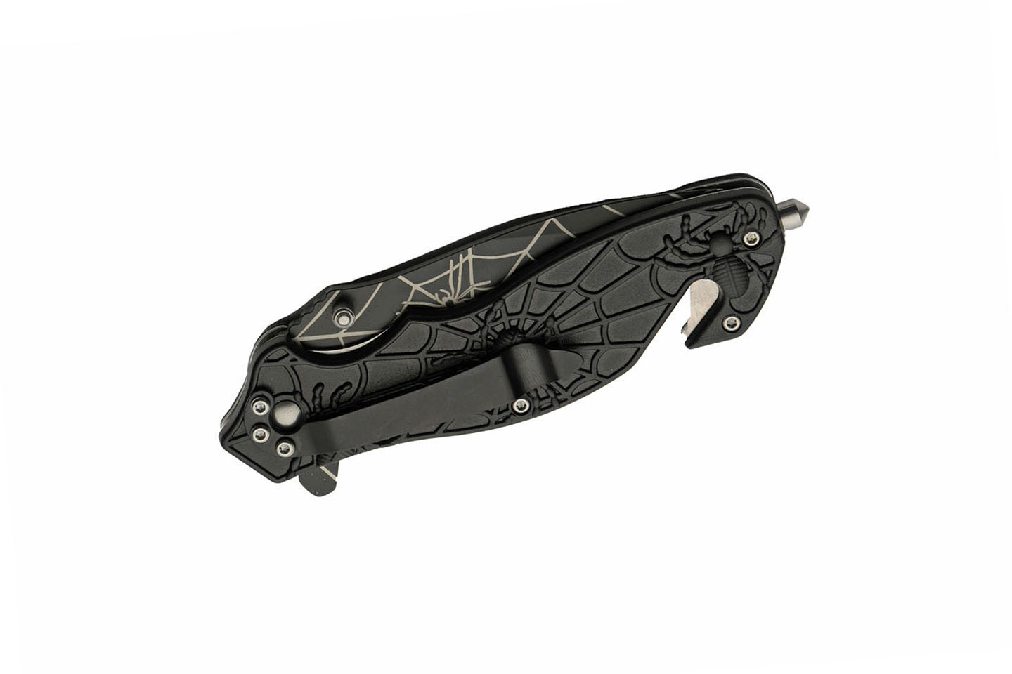 8” Black Spiderweb Folding Knife Stainless Steel Blade 8” Black Spiderweb Folding Knife Stainless Steel Blade