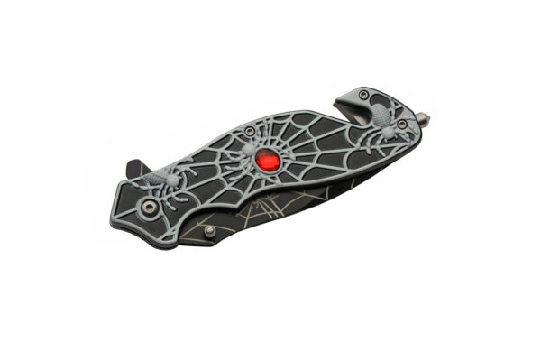 8” Black Spiderweb Folding Knife Stainless Steel Blade