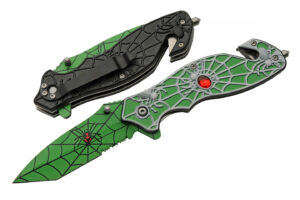 Spring Assisted Spiderweb Pocket Folding Knife hunting, camping and EDC
