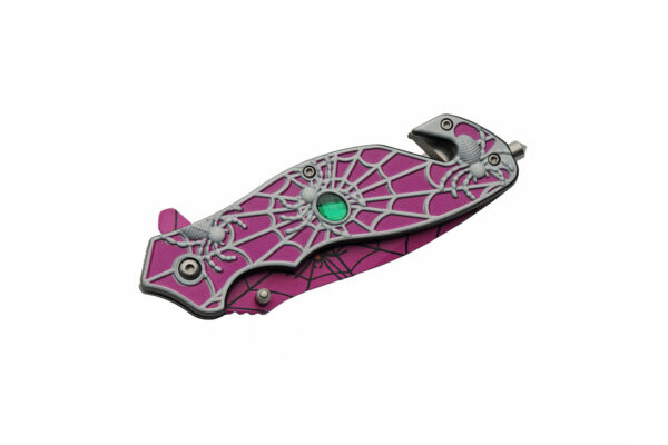 Spiderweb Purple Stainless Steel Blade | Abs Handle 8 inch Edc Pocket Folding Knife