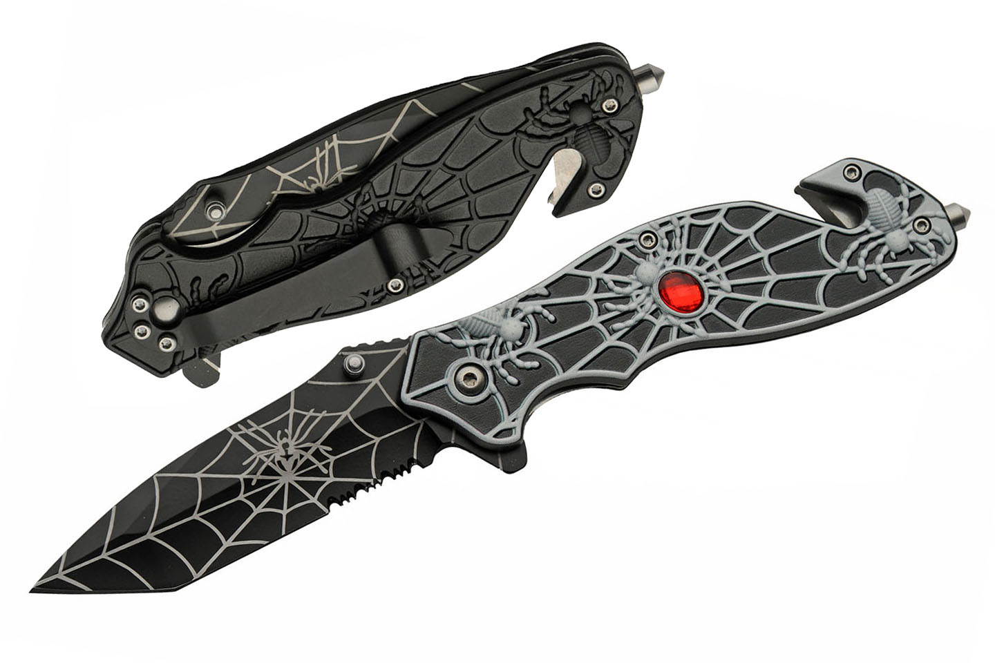 8” Black Spiderweb Folding Knife Stainless Steel Blade 8” Black Spiderweb Folding Knife Stainless Steel Blade