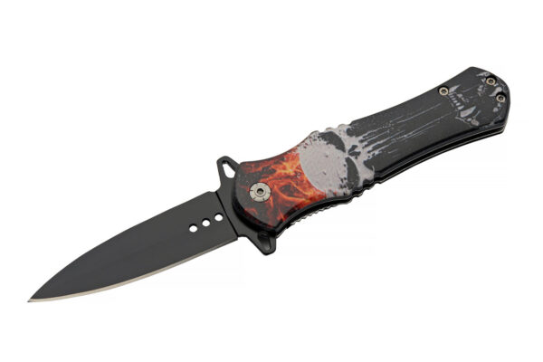 Flaming Skull Stainless Steel Blade | Abs Handle 7.75 inch Edc Folding Knife