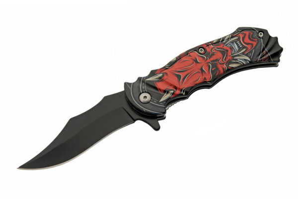 Red Demon Stainless Steel Blade ABS Handle 4.5″ Folding Knife