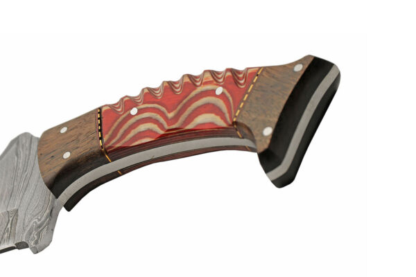 Damascus Steel Red Pueblo | Wood Handle 8 inch Hunting Knife