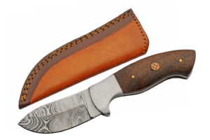 Mosaic Damascus Steel Blade | Wooden Handle 7.5″ Hunting Knife