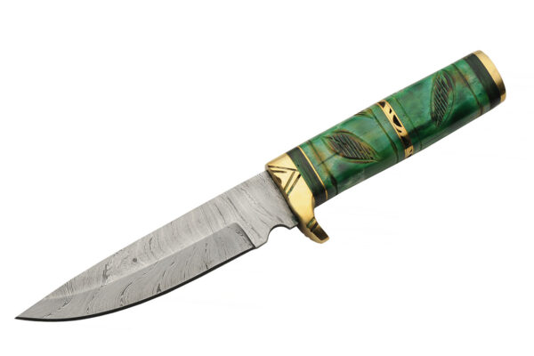 Damascus Steel Blade Brass Forrest | Bone Handle 10.5″ Hunting Knife