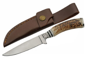 Fixed Blade Stainless Steel Blade | Stag Horn Handle 9.5 Handle EDC Hunting Knife