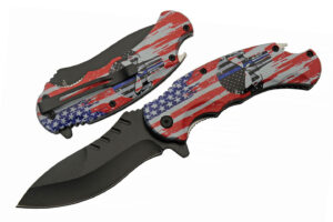 US Flag Stainless Steel Blade | ABS Handle 4.75 inch Pocket Folding EDC Knife