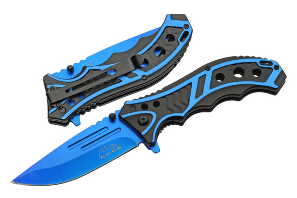 Blue Stainless Steel Blade | Aluminum Handle 4.75 inch EDC Folding Knife