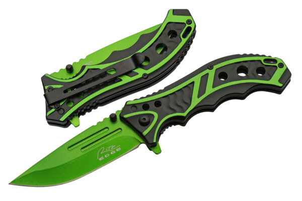 Green Stainless Steel Blade | Aluminum Handle 5 inch EDC Pocket Folding Knife